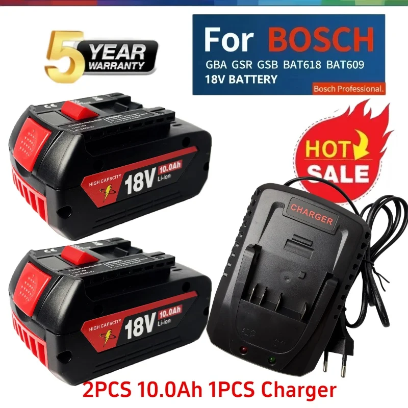 

For BOSCH 18V 10.0Ah rechargeable battery Long lasting,for BOSCH 18v GSR,GKS Drills tools fast charging 2 years warranty