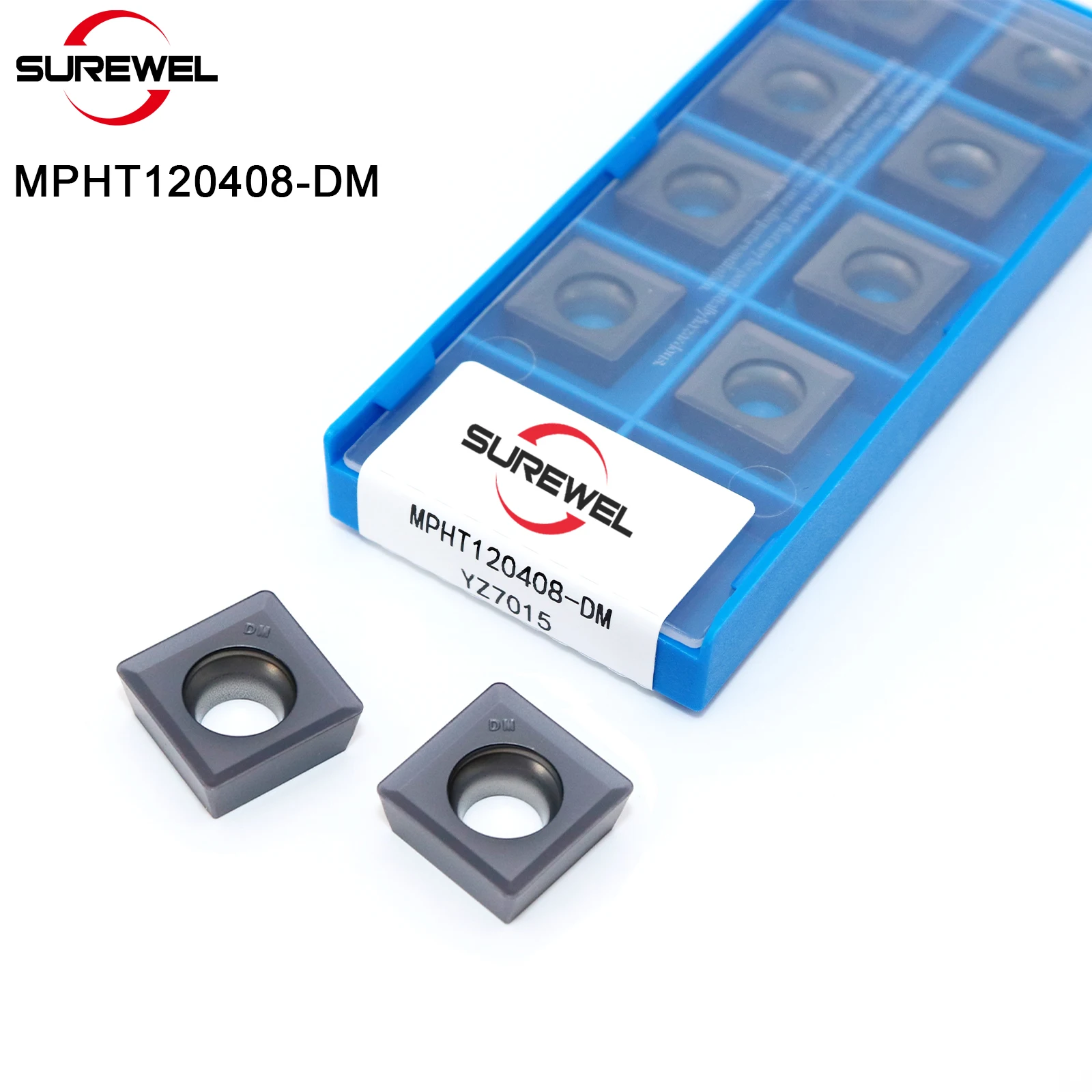 SUREWEL إدخالات الكربيد MPHT060304-DM MPHT080305-DM MPHT120408-DM أداة التفريز CNC ذات الشفرة الثلاثية الجوانب