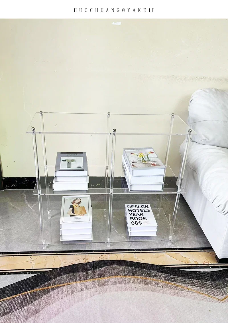 Acrylic shelf household small living room balcony storage rack simple and transparent multi-layer storage display stand