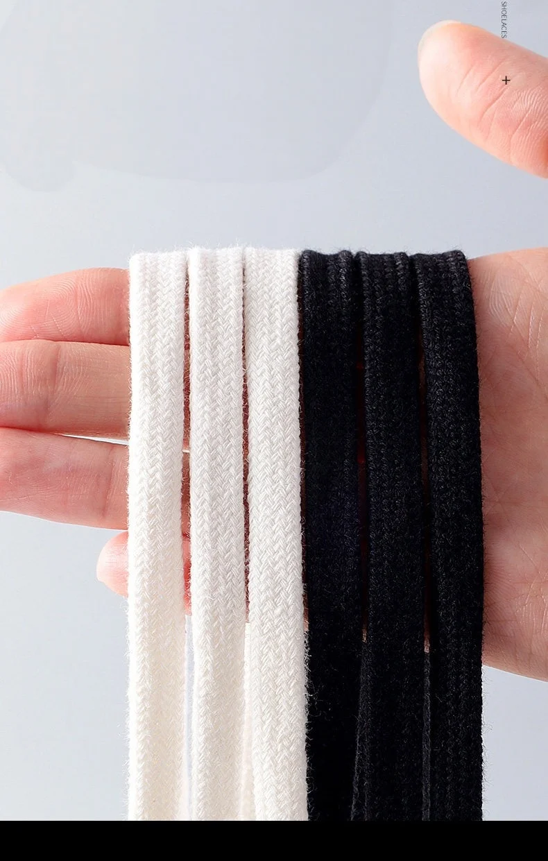 1 Paar dicke, gewebte Baumwoll-Schnürsenkel, strapazierfähige Ersatz-Schnürsenkel für Sneaker und Freizeitschuhe, einfarbige Schnürsenkel. – Detail 5