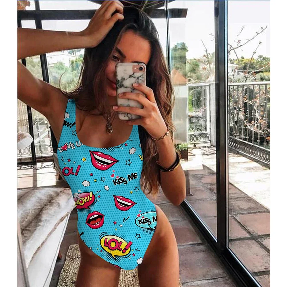 One Piece Swimsuit Women Swimwear Push Up Monokini Sexy Bodysuit Print Bathing Suit Female Beachwear Backless Swim Wear Beach