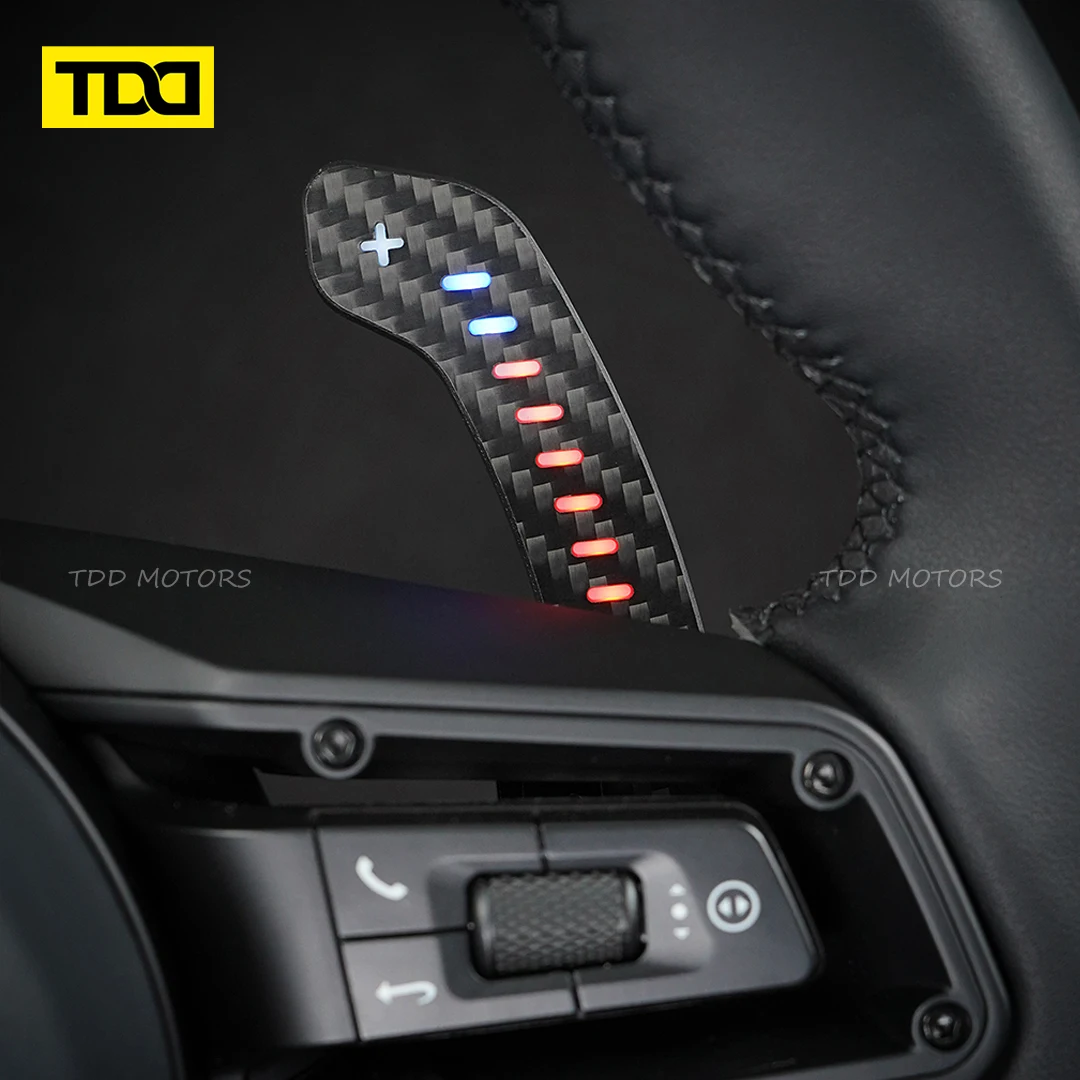 

TDD Motors Real Carbon Fiber Aluminum Alloy RPM Light Up LED Magnetic Paddle Shifters For Porsche 992 GT3 911 718 Macan Taycan