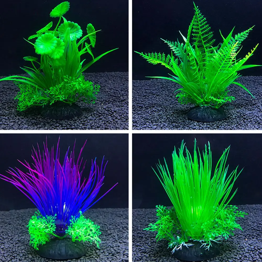 Artificial Aquarium Decor Plants Water Weeds Ornament Aquatic Plant Fish Tank Grass Decoration Accessories 12cm