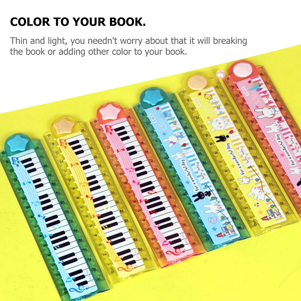 Piano Ruler 30cm Foldable Kids Cartoon Plastic Straight School Daily Use Children Accessory Reusable Thin Portable Geometry Tool