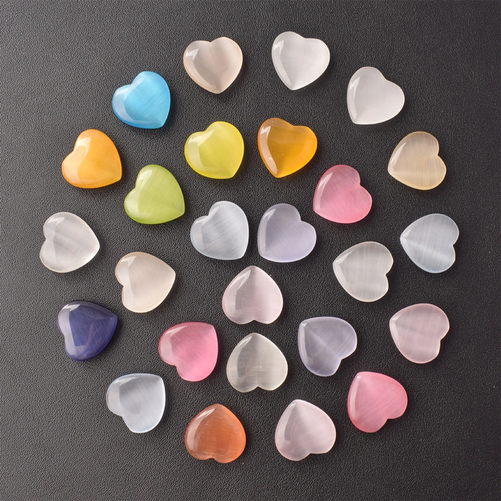 AE92  20mm Crystal Heart Stone/Cat Eye Heart Stone Portable Decorative Home Ornament Elegant Desk Decor for Meditation Relaxing