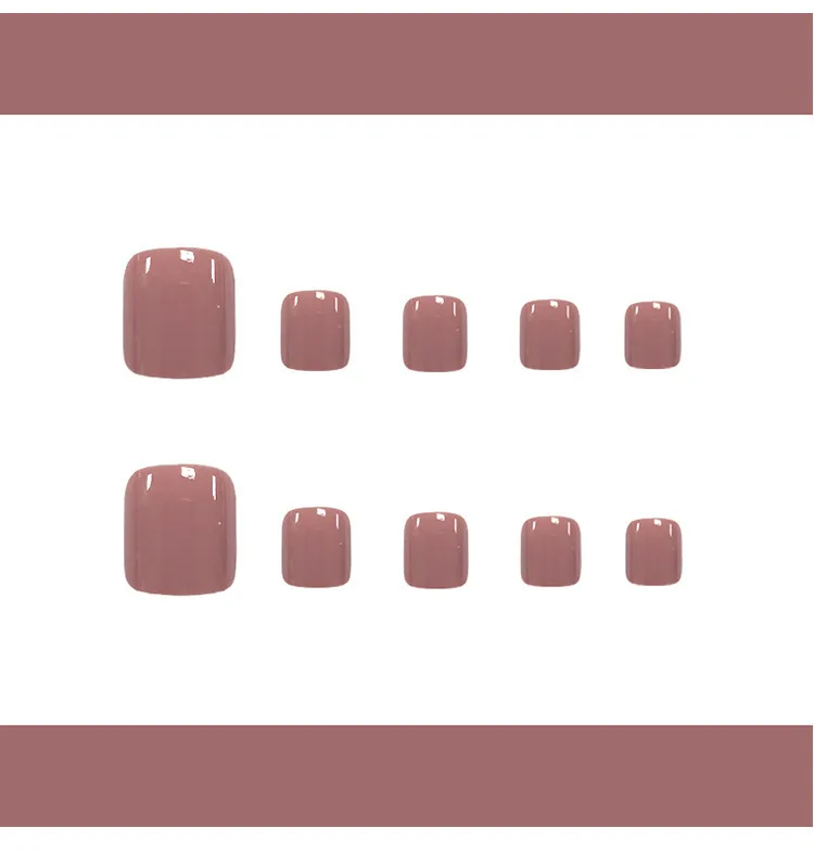 Nude Pink Full Cover Short Flat Shape Toe Nail False Nails Solid Color DIY Foot Tip Nails Art Salon Nail Art Manicure Material