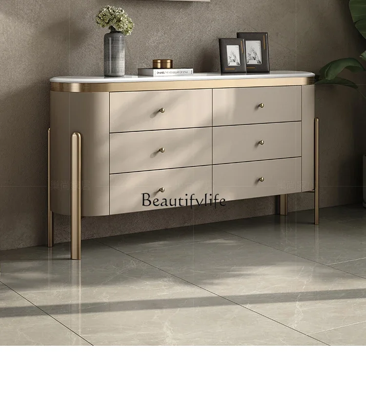 

lxItalian Simple Luxury Jade Stone Sideboard Cabinet Modern Simple and Light Luxury Home Minimalist