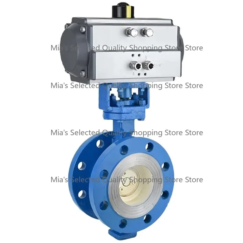 DN200 8 Inch PN16 Metal Hard Sealing Double Flange Connected WCB Body Pneumatic Actuator butterfly Valve