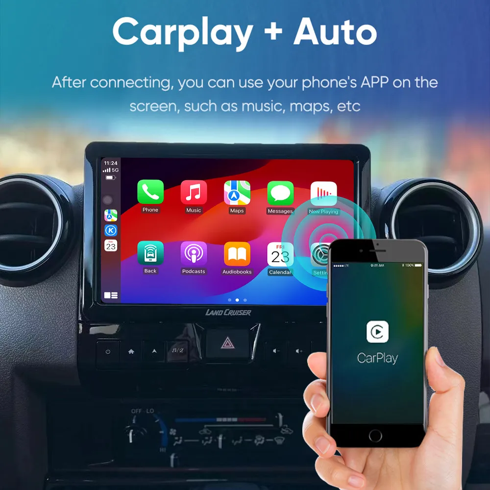 9 "أندرويد 13 CarPlay راديو السيارة لتويوتا كروزر C70 C76 C75 2007-2024 AI شاشة تعمل باللمس مشغل وسائط متعددة لتحديد المواقع والملاحة DSP BT #5