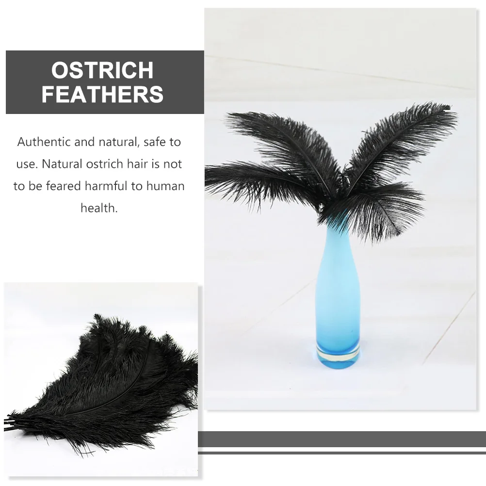 

20Pcs Black Ostrich Natural Plumes Wedding Home Party Decoration Vase Floral Arrangement Crafts Ostrich Plumes