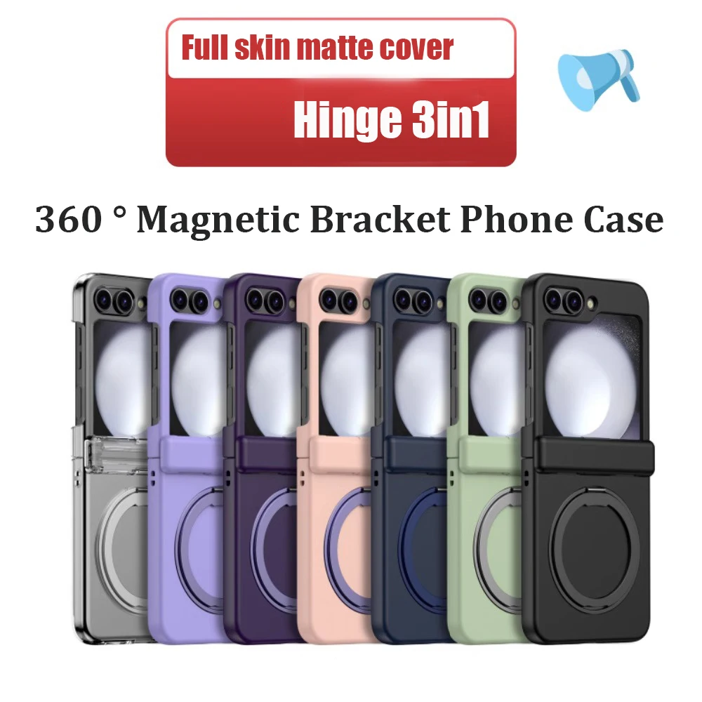 360° Metal Magnetic Bracket Phone Case for Samsung Galaxy Zflip3 Z Flip6 Flip 7 6 5 4 ZFlip4 Shockproof Magsafe Hinge Hard Cover