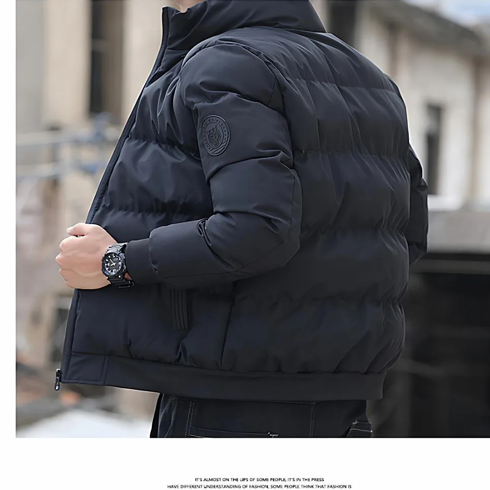 Jaket Pria Musim Dingin Berbahan Katun Hangat, Model Kasual Slim Fit, Gaya Meksiko, Baru 2025, Panjang, Kerah Tegak