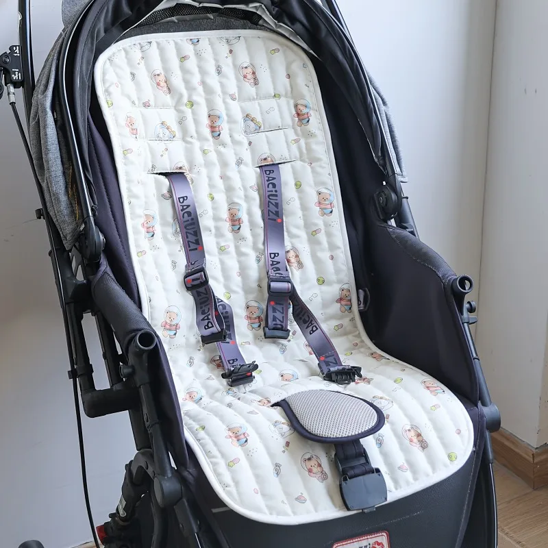 Подушка для детского автокресла, новые тонкие хлопковые подушечки с принтом для колясок, стульчики для кормления, дышащая, машинная стирка, удобная коляска
