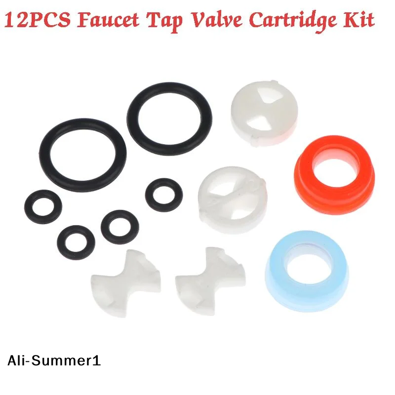 【E】12Pcs Faucet Tap Valve Replacement Kit Faucet Washers For Mixer Faucet Round Ceramic Chip Set Faucet Accessories