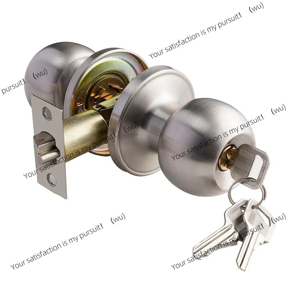 Three-bar Spherical Lock Door Knob Keyed Entry Door Knob With Lock  Entrance Passage With Key Standard Ball Satin Nickel