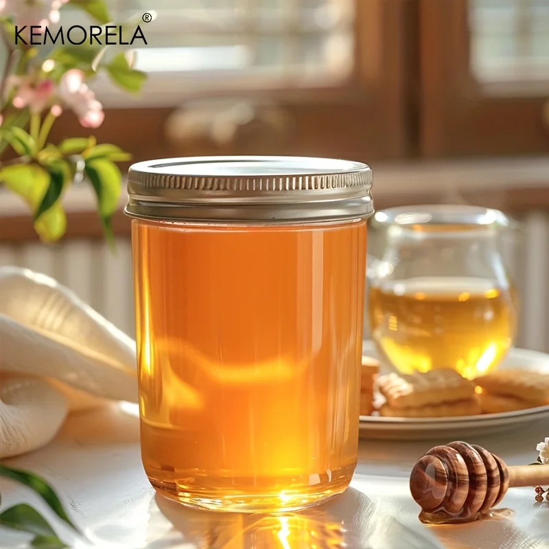 KEMORELA 4 قطعة برطمانات ميسون 350 مللي مع أغطية شفافة ختم ميسون الجرار العصابات الزجاج تعليب الجرار لسلطة القهوة هلام مربى العسل
