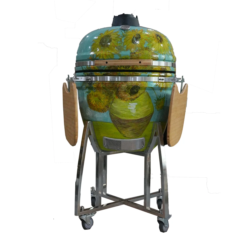 

Auplex Komodo Smoke, Grill, Roast or Bake 23 Inch Extra Large Outdoor Kitchen Charcoal Barbecue Grill Kamado