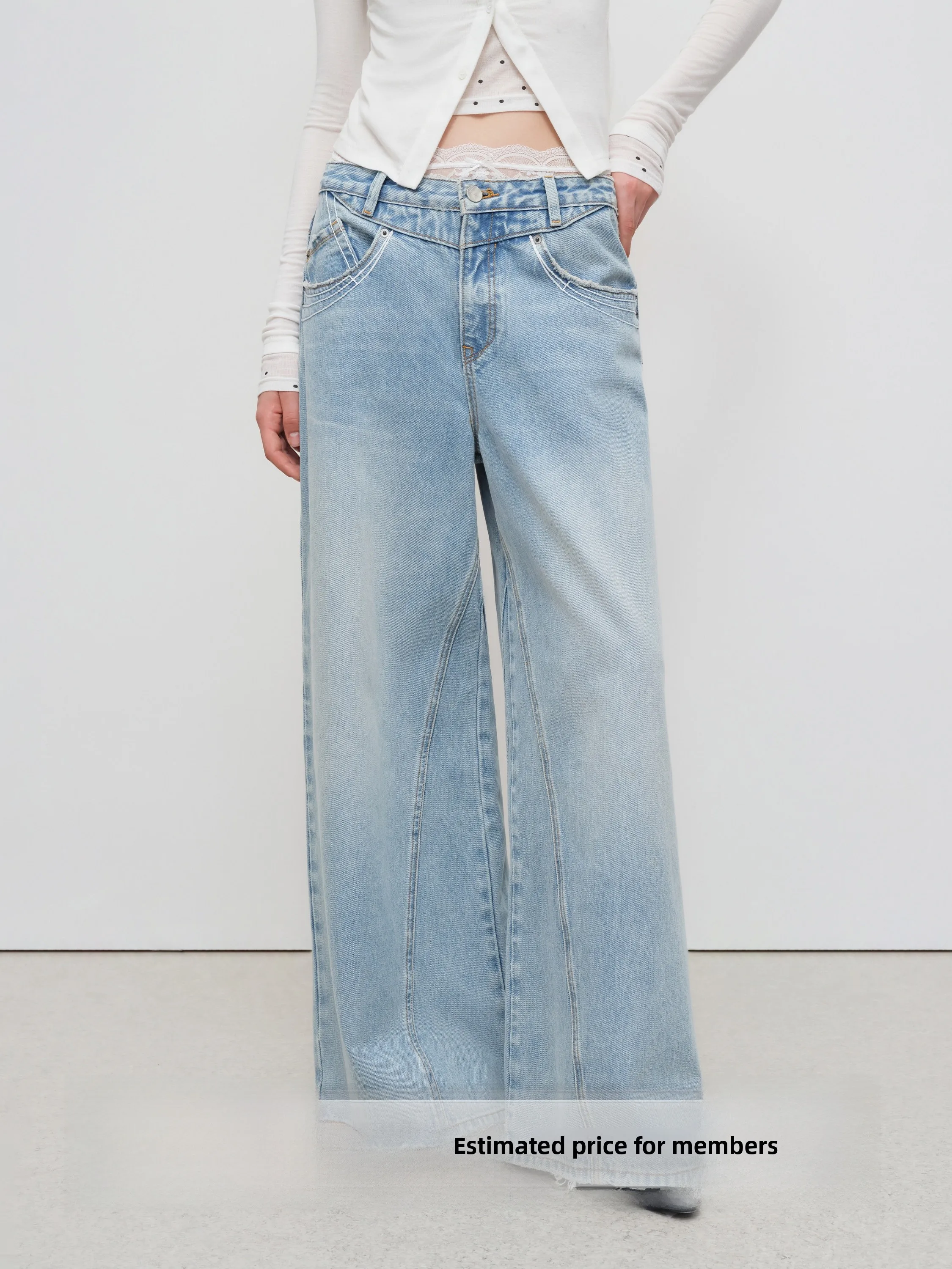 

Джинсы Esca Red Peak West свободного кроя, женские, со средней посадкой, светло-голубые, весна-осень, повседневные, без стрейча