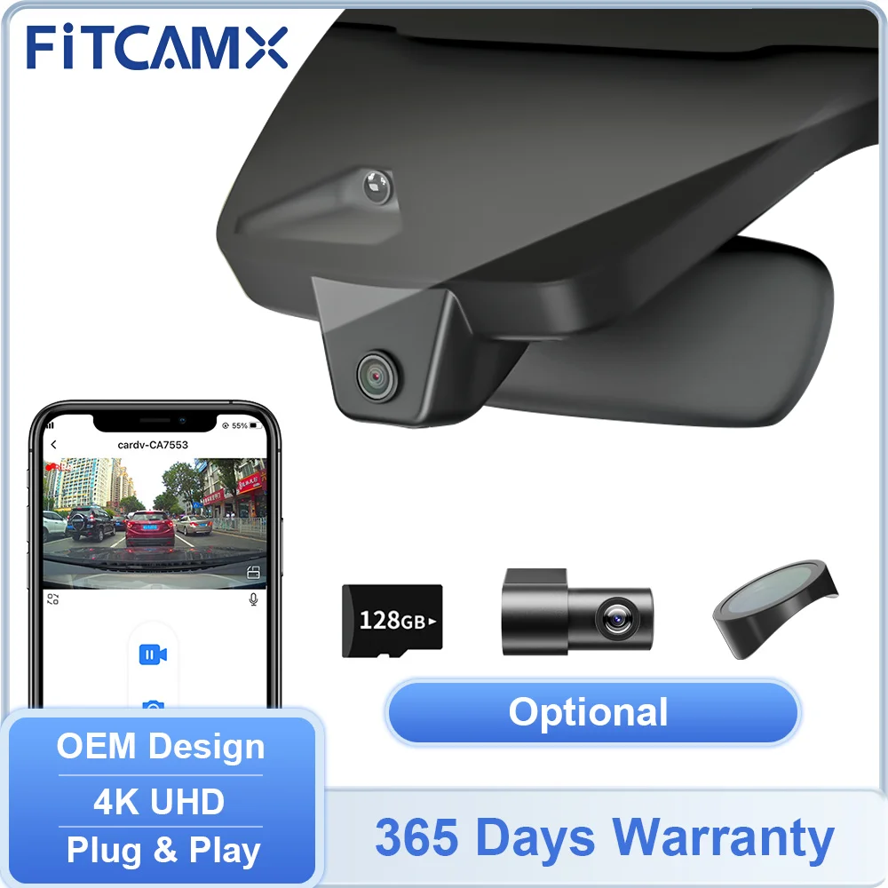 4K Dashcam for Toyota Tundra Sequoia 2017-2025/ 4Runner 2020-2026, FITCAMX Car DVR Camera for bZ4X bZ 2022-2026/ C-HR CHR 2026