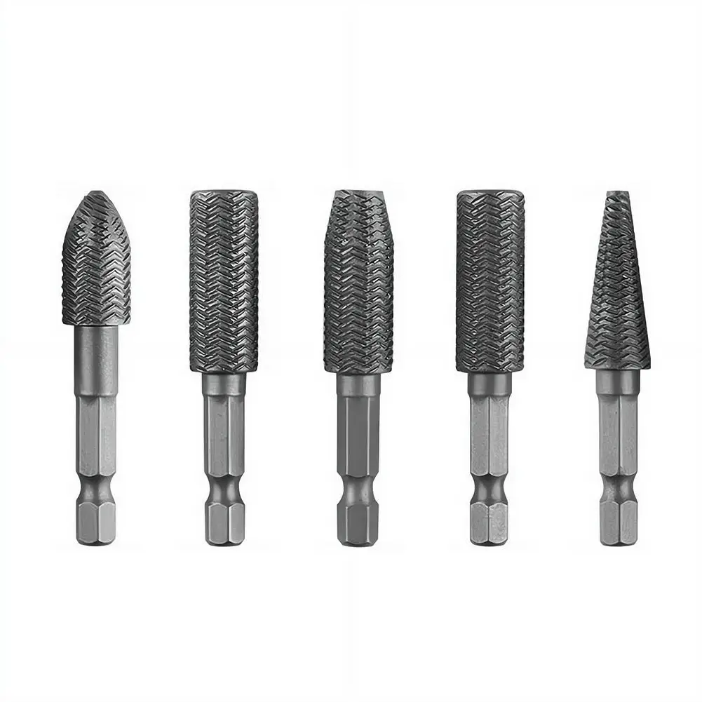 5-teiliges 6-mm-Schaft-Elektro-Rotationsfeilen-Set, texturierte Stahlfeilen zum Schleifen und Polieren von weichem Metall, Zubehör für Elektrowerkzeuge – Detail 2