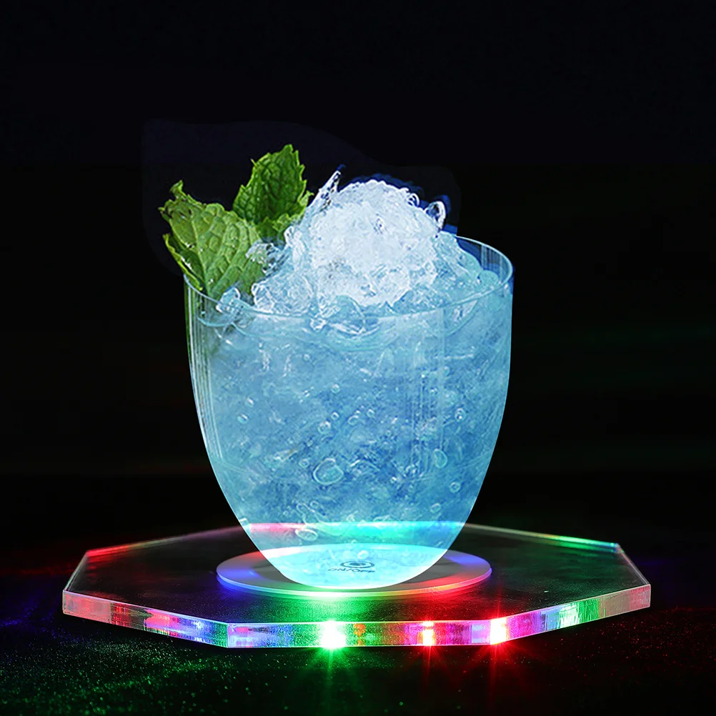 

2Pcs LED Coaster Lights for Drinks Acrylic Base Easy Clean Eyecatching Decoration Bar Coasters Bar Coasters for Drinks