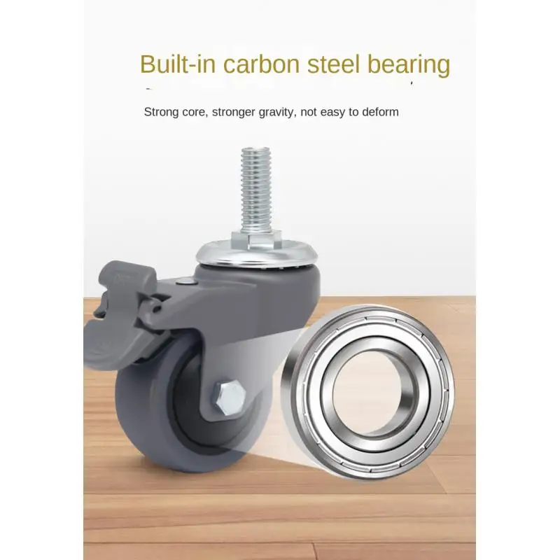 

4 Pcs -4 inch Heavy Duty Swivel Casters With Brake - Silent Rubber Wheels For Furniture & Cabinet & More