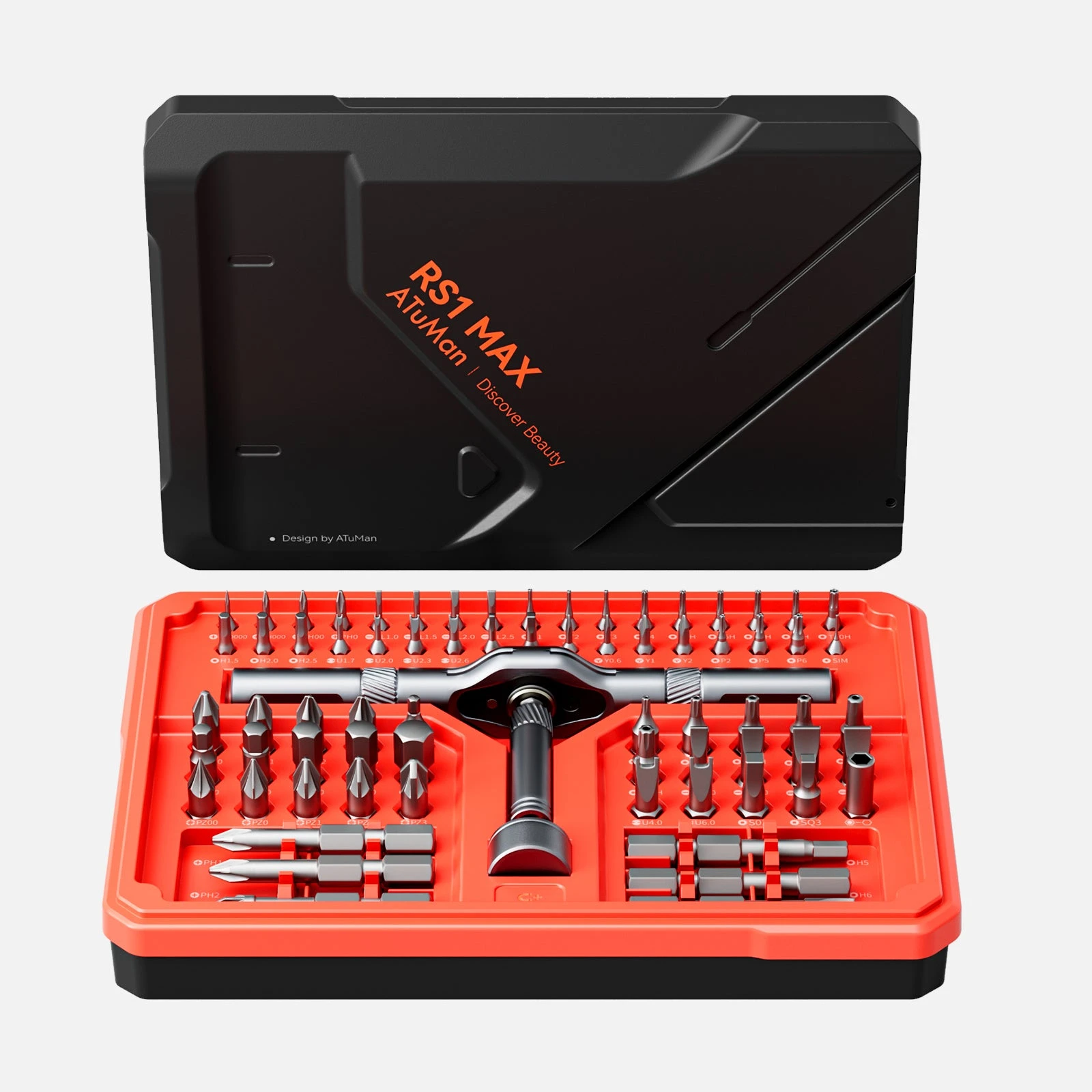 ATuMan RS1 MAX 70-in-1 Präzisions-Schraubendreher-Set, 68 S2 Stahl-Bits, 40-Zahn-Ratsche Reparatur-Werkzeugset