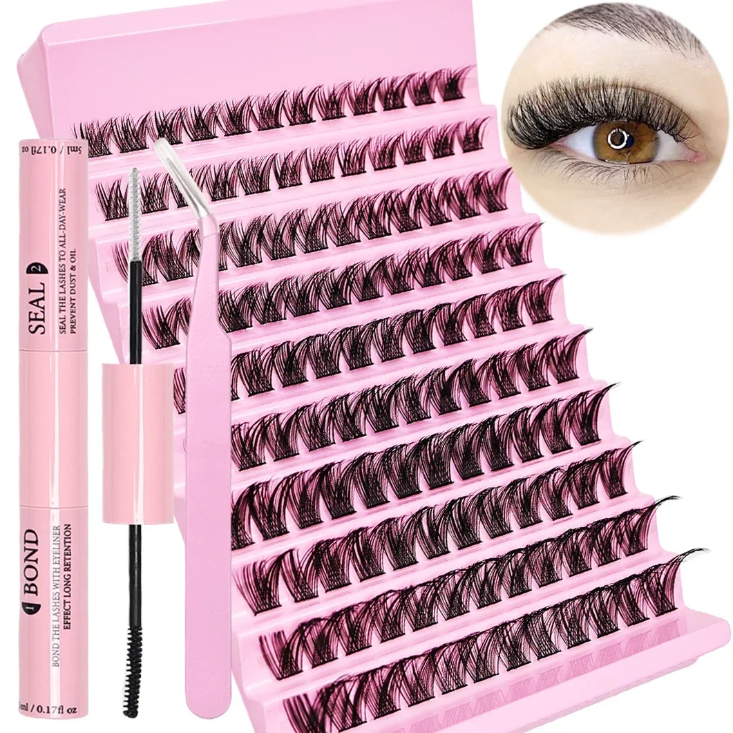 Eyelashes Extension Kit 120 Clusters DIY Lash Extensions Kit Lash Clusters Mix Length Eye Makeup Tool For Eyelash