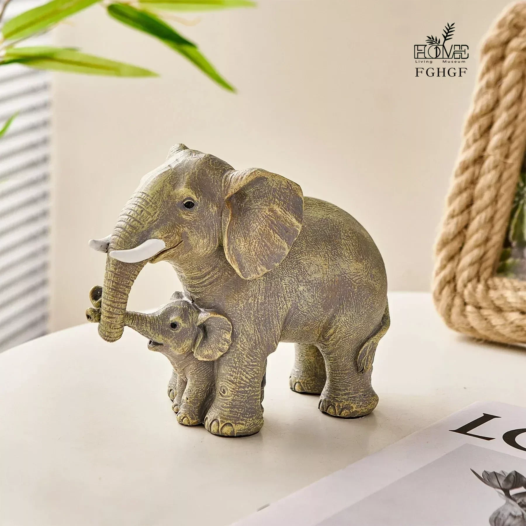 

Simple Resin Elephant Statue Feng Shui Elegant Elephant Trunk Sculpture Lucky Wealth Figurine Crafts Ornaments Home Decor Gift