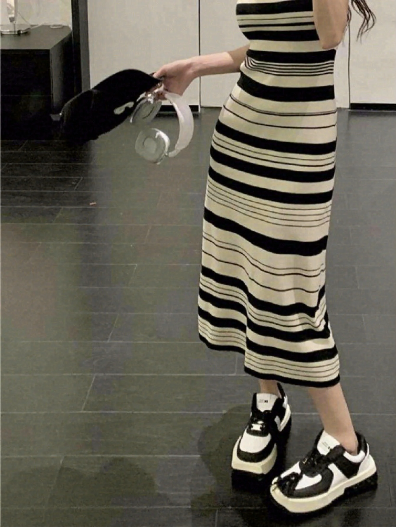 Tmall Douyin Quality Knitted Striped Suspender Dress Women's 2026 New Korean Style Slim Slim Vest Long Skirt