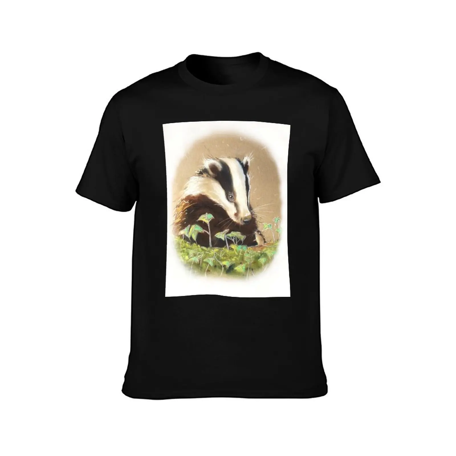 Badger and Mouse T-Shirt Vintage Print Crew Neck Tee