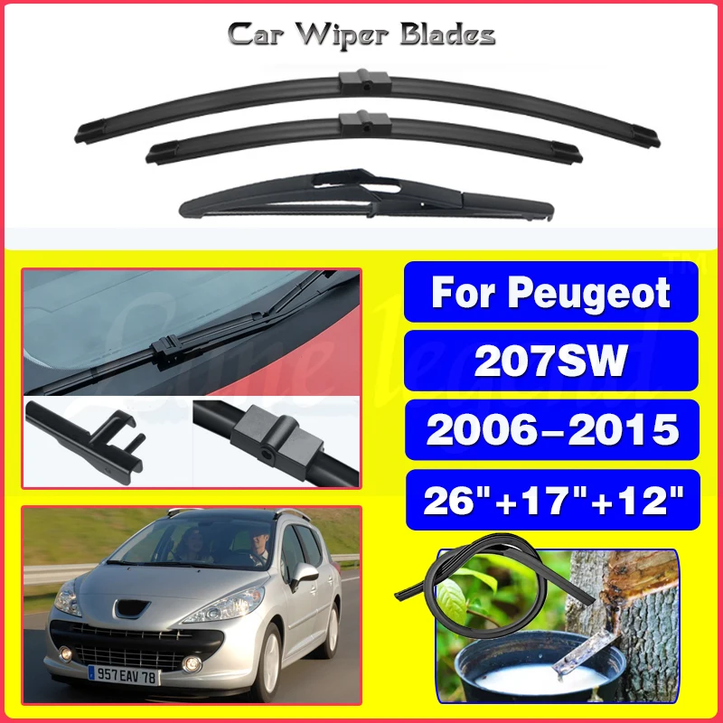 Wiper Front Rear Wiper Blades Set For Peugeot 207SW 207 SW 2006-2015 2007 2008 2009 Windshield Windscreen Front Window 26