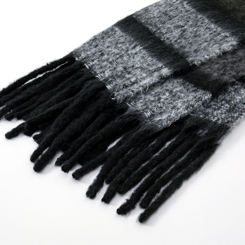 Winter Thick Stripe Cashmere Scarf Pashmina Tassels Shawls For Woman Lady Fashion Large Wraps Soft Warm Muffler Famale Scarves