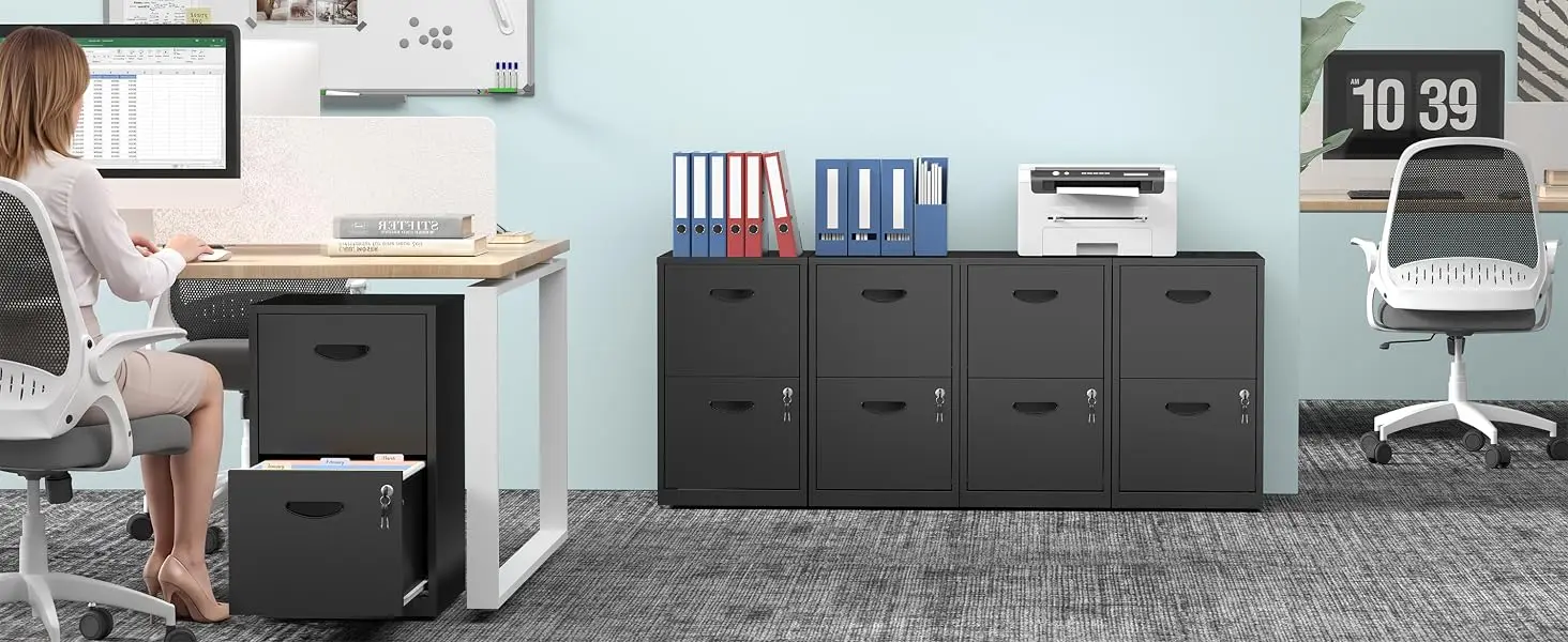 2 DRAWER METAL FILE CABINET WITH LOCK