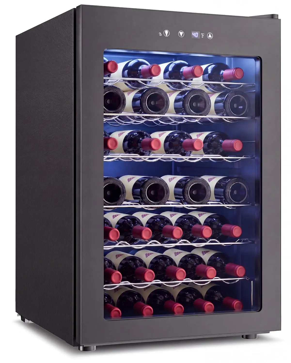 45 Bottle Wine Cooler Refrigerator,Freestanding Wine Fridge,Black | 40-61°F Digital temp control,Glass Door,Quiet, Customized