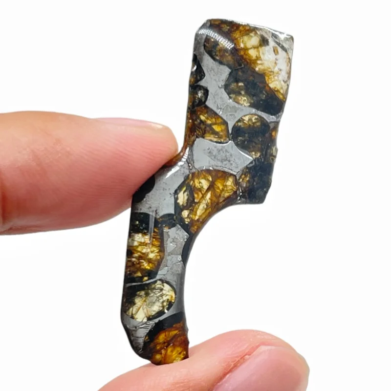 Natural Seymchan Pallasite Meteorite High Polished Slice Olivine Crystal Stony Iron Hobby Collectible Mineral Specimen QA887