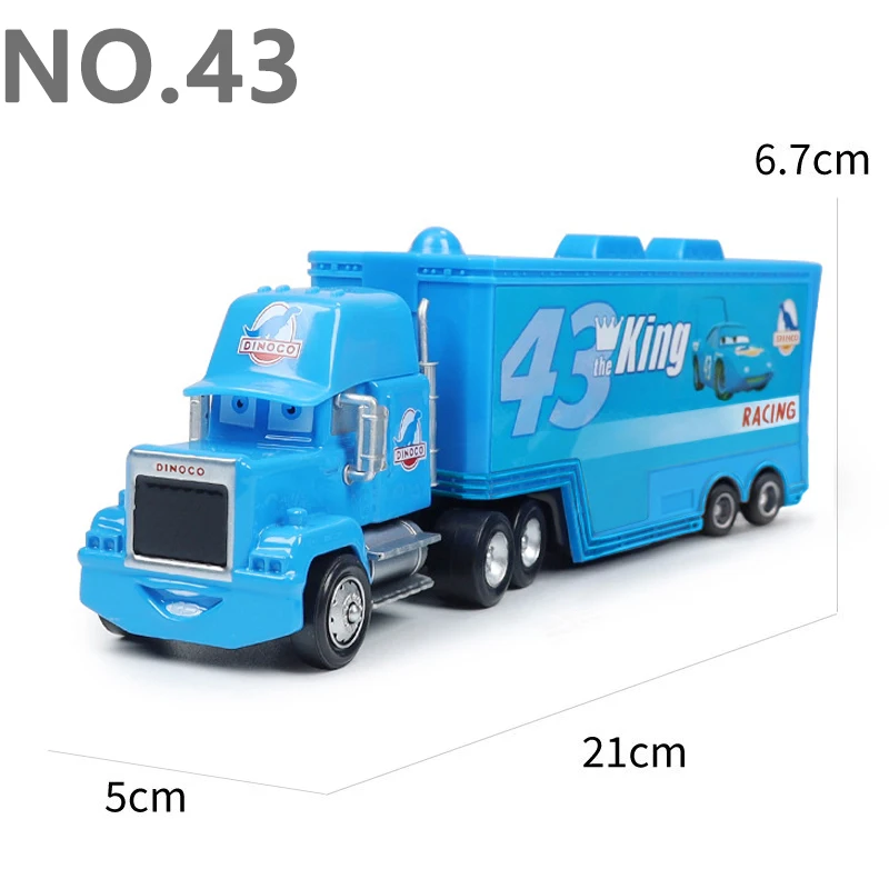 Pixar Cars Greg Candyman's Hauler Modellauto Anime-Figur Mack Container Trucks Semi-Hauler Dinoco Racing Spielzeug Kindergeschenke – Detail 28