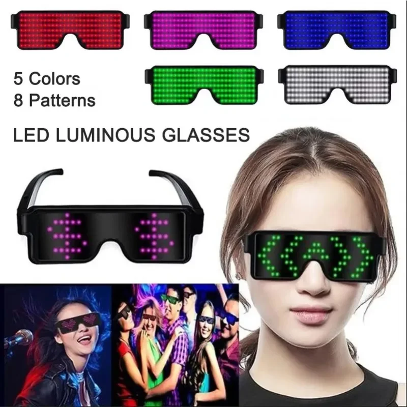 

Bluetooth LED Glasses DIY Multilingual Text Graffiti RGBW/RED/Green Color for Halloween Party Rave Music Festival Glow Glasses