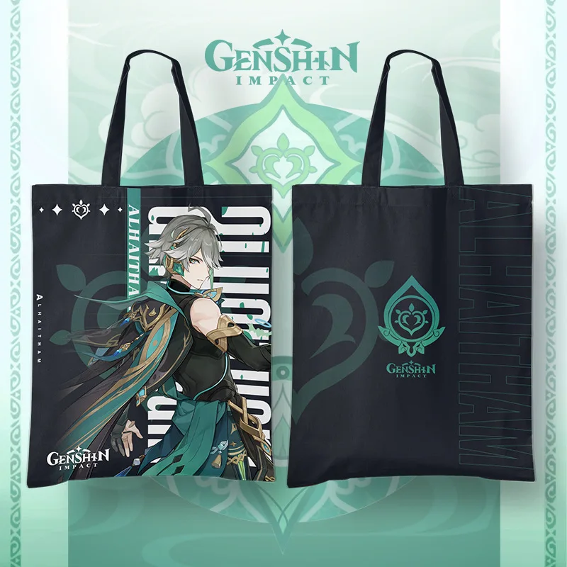 Game Impact Lyney Furina Cosplay Canvas Tote Bag Neuvillette Wriothesley Alhaitham Nahida Wanderer Kids Collection Gifts