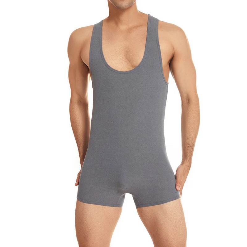 Mens Bodysuits Sexy Men Undershirts Gym Sport Fitness Jumpsuits Wrestling Singlet One-Piece Leotard Elastic Seamless Bodyshaper