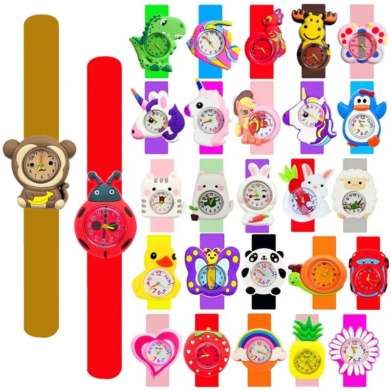

Cartoon Children Watches for Boys Girls Birthday Gift Fashion Casual Silicone Kids Slap Watches Baby Study Time Puzzle Toys 112