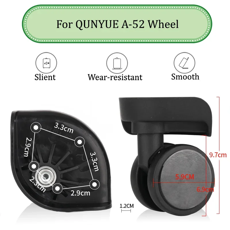 

For QUNYUE A-52 Black Universal Wheel Trolley Case Wheel Replacement Luggage Pulley Sliding Casters Slient Wear-resistant Repair