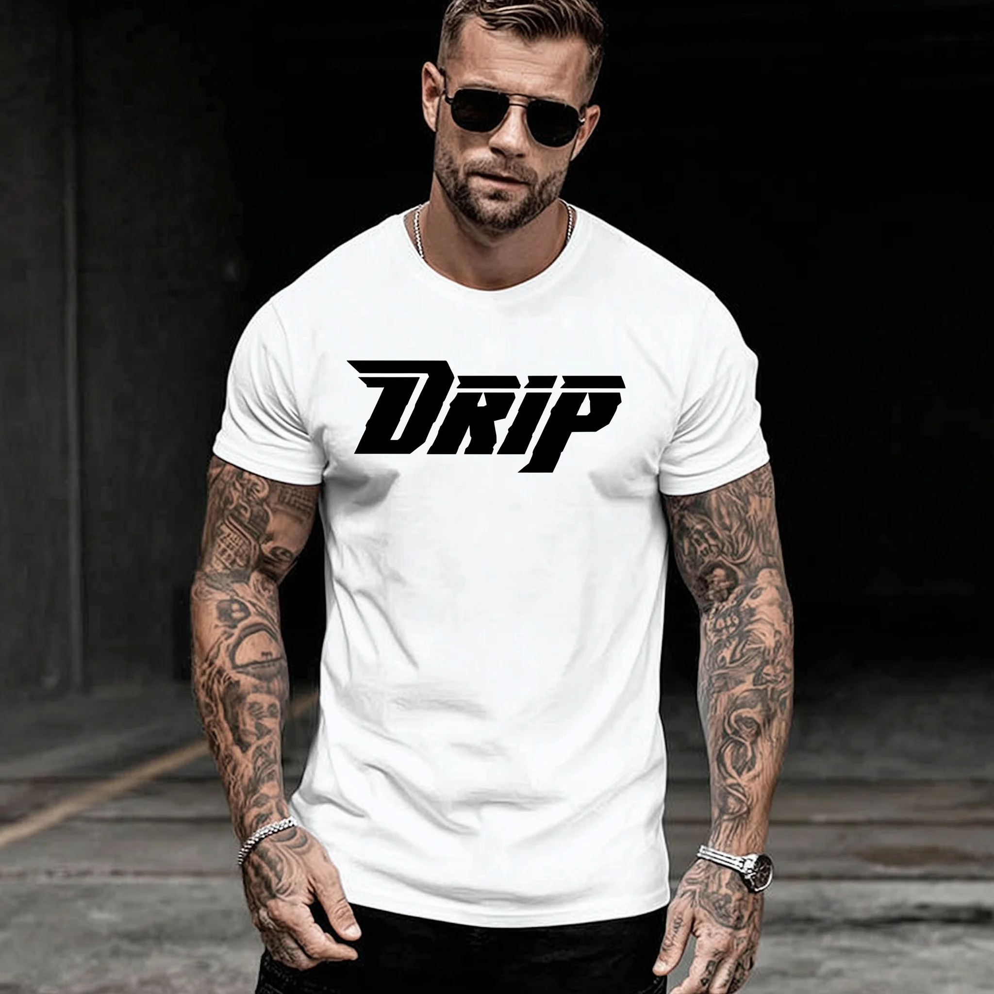 

Teevo Men's Casual T-Shirt with DRIP Text Print for Streetwear Fashion