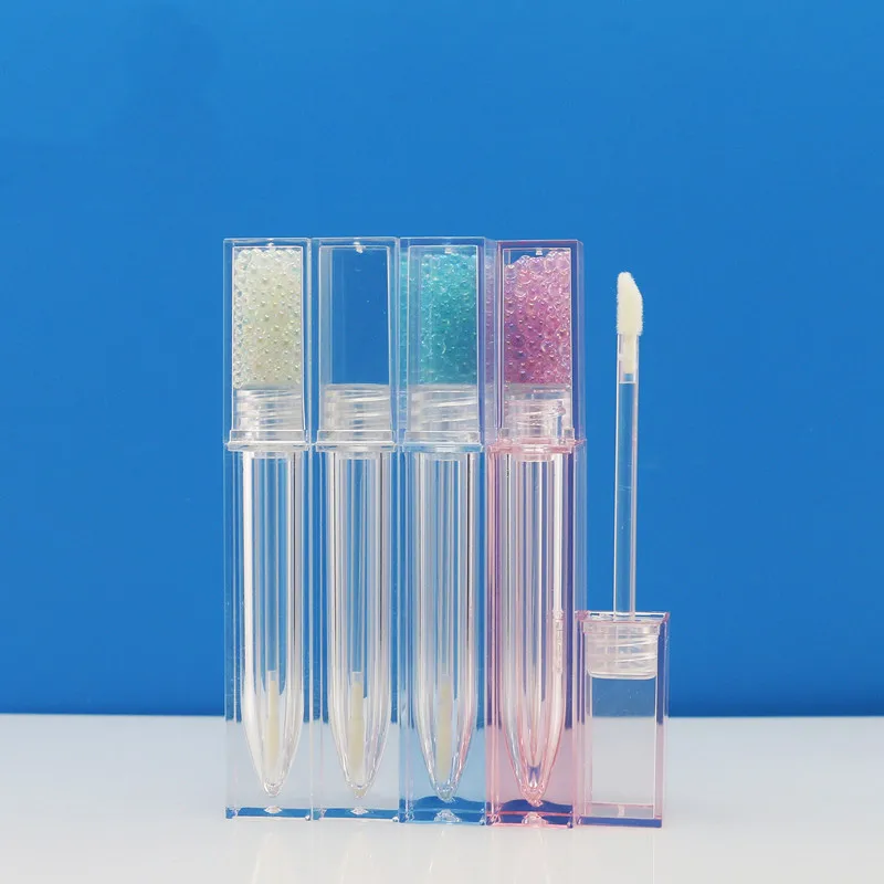 Empty Lip Gloss Tube Colorful Pearl Plastic Refillable Bottles Print Logo Lip Glaze Tube DIY Lipstick Bottle Cosmetic Container