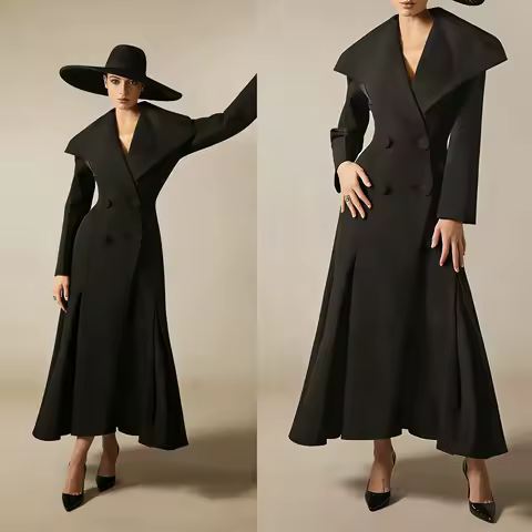 Vintage Big Lapel A-Line Women Blazer Dress Formal Banquet Dresses Outwear Jacket Customized Wedding Party Evening Dress