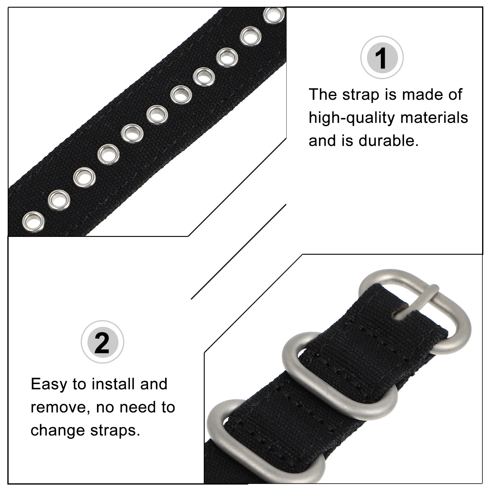 

1Pcs Canvas Watch Strap Durable Waterproof Easy Clean Fashionable Watch Band Accessories for Outdoor Sports Fashion Watchband