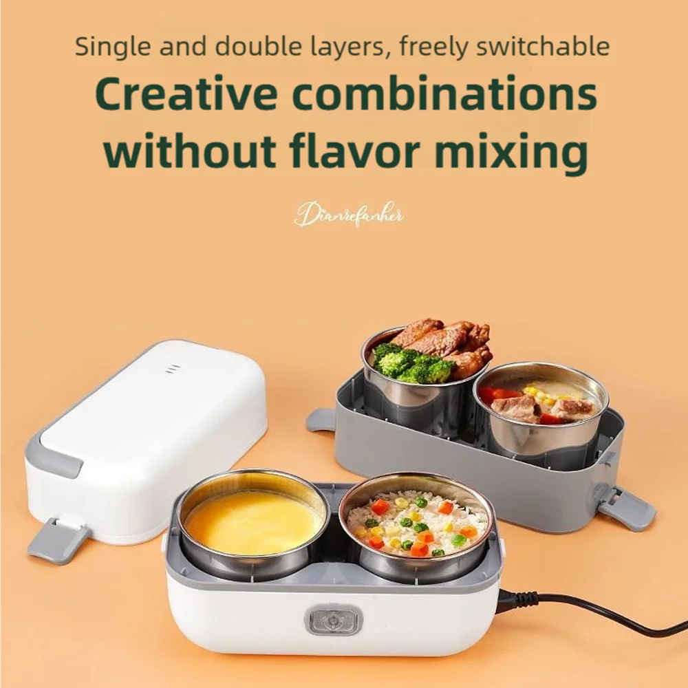TINSOL 2.5L طبقة مزدوجة صندوق غداء ساخن 220 فولت التدفئة الكهربائية معزول علب الاغذية 304 الفولاذ المقاوم للصدأ وعاء داخلي سخان الغداء