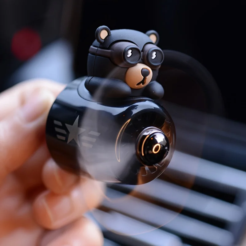 Car Air Freshener Cartoon Pilot Car Air Vent Fan Creative Car Perfume Decoration (Black Bear And Red Fox) - view 4