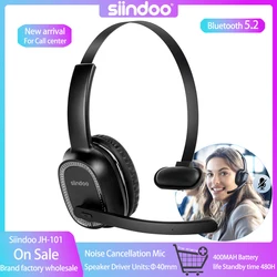 Siindoo JH-101 Wireless Call Center Headset with Mic Noise Canceling Headphones with 50H Talking Time For Office Work, Video