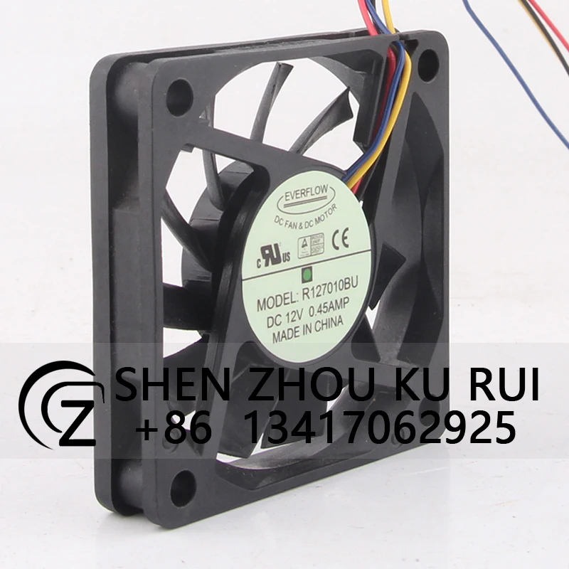 Case Fan for EVERFLOW R127010BU 70*70*10MM 12V 0.45A 7010 4-wire PWM Ultra-thin Silent Cooling Fan